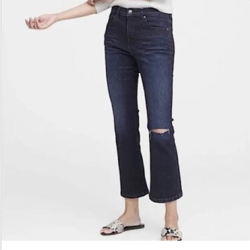 BANANA REPUBLIC HIGH RISE CROPPED FLARE JEANS